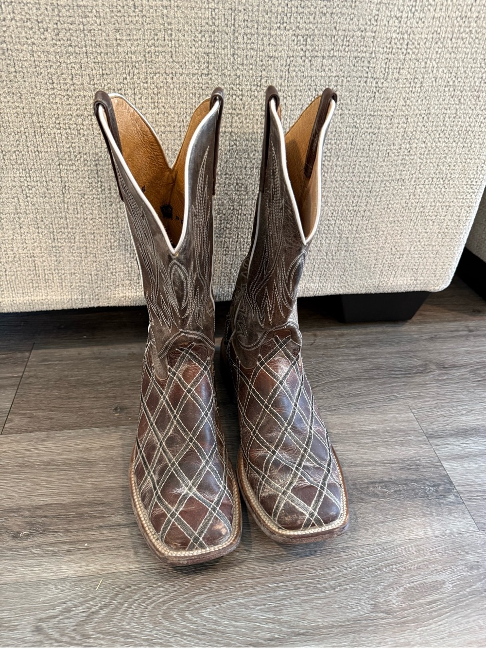 Men's Brown Western Quilted Leather Boots